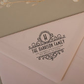 Art Deco Monogram | Individuelle Name und Rücksend Gummistempel