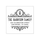 Art Deco Monogram | Individuelle Name und Rücksend Gummistempel (Prägung)