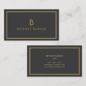 ART DECO MONOGRAM INITIAL LOGO in GOLD and GRAY Visitenkarte (Vorne/Hinten)
