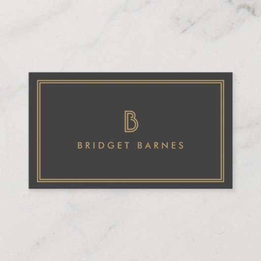 ART DECO MONOGRAM INITIAL LOGO in GOLD and GRAY Visitenkarte (Vorderseite)