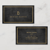 ART DECO MONOGRAM INITIAL LOGO IN GOLD on DK WOOD Visitenkarte (Vorne/Hinten)