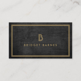 ART DECO MONOGRAM INITIAL LOGO IN GOLD on DK WOOD Visitenkarte