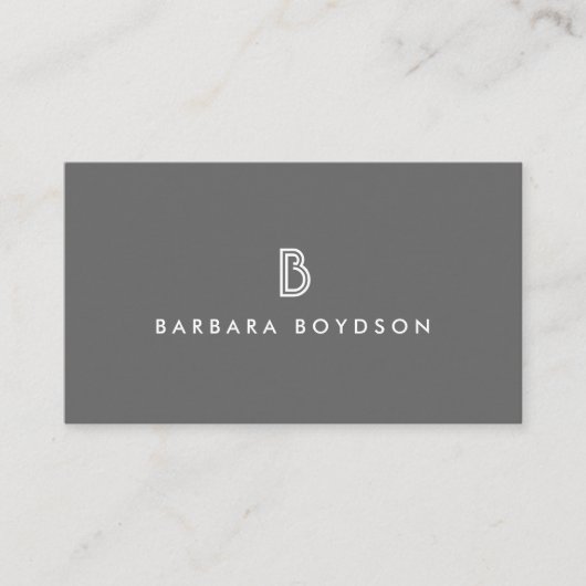ART DECO MONOGRAM INITIAL LOGO IN GRAU UND WEISS VISITENKARTE (Vorderseite)