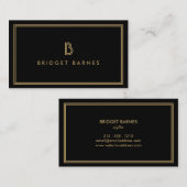 ART DECO MONOGRAM INITIALLOGIE IN GOLD UND SCHWARZ VISITENKARTE (Vorne/Hinten)