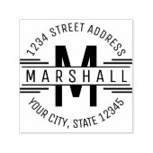 Art Deco Monogram mit Name und Rücksendeadresse Permastempel (Design)