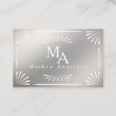 Art Deco Monogram Silver Personal Visitenkarte (Vorderseite)