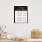 Art Deco Monogram Wedding Chart 2 Poster (Küche)
