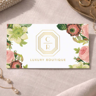 Art Deco Monogramm Boutique Blumen-Design Visitenkarte