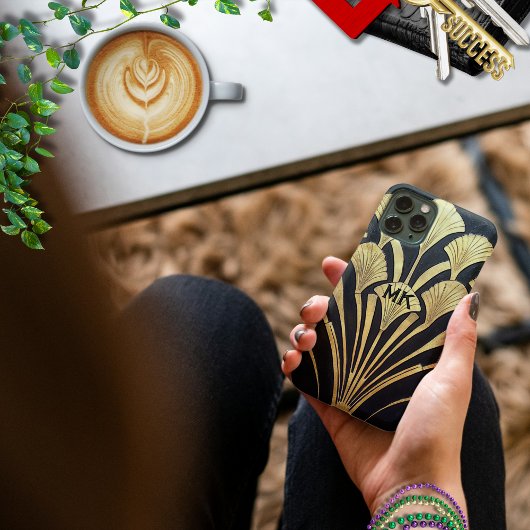 Art-Deco-Monogramm des Ägyptischen Black-Gold-Lüft Case-Mate iPhone Hülle