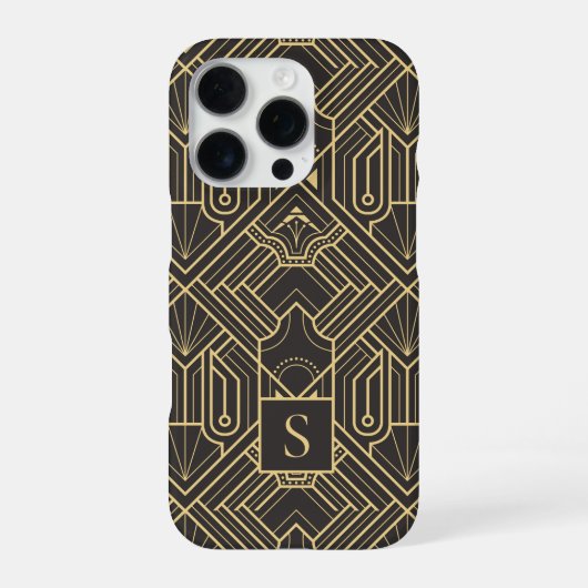 Art Deco Monogramm iPhone Hülle (Rückseite)