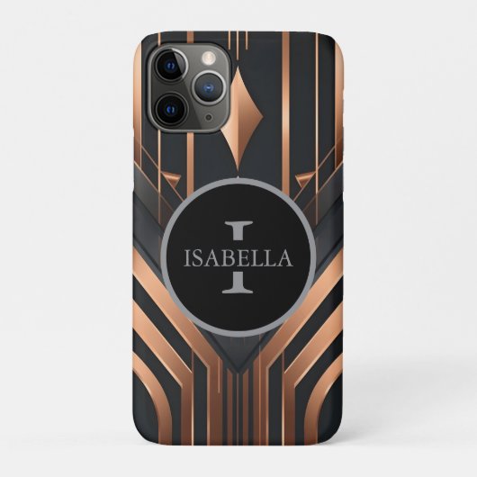 Art Deco Monogramm Kreis Namensdesign Case-Mate iPhone Hülle (Rückseite)