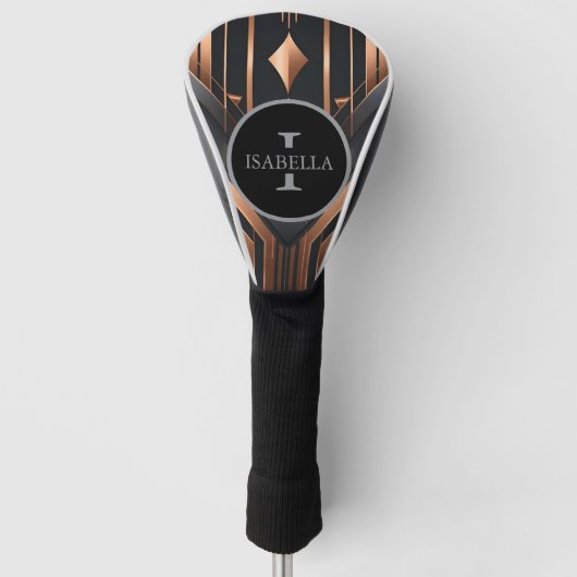 Art Deco Monogramm Kreis Namensdesign Golf Headcover (Vorderseite)