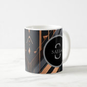 Art Deco Monogramm Kreis Namensdesign Kaffeetasse (VorderseiteRechts)