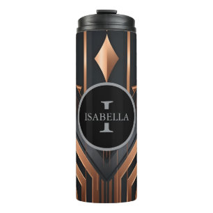 Art Deco Monogramm Kreis Namensdesign Thermosbecher