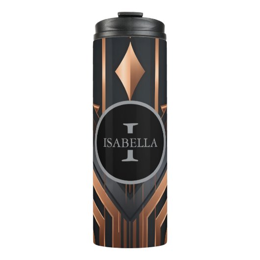 Art Deco Monogramm Kreis Namensdesign Thermosbecher (Vorderseite)