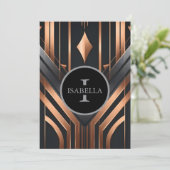 Art Deco Monogramm-Kreisnamensdesign Feiertagskarte (Stehend Vorderseite)