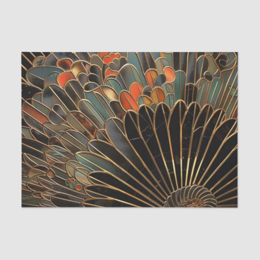 Art Deco Moody Fan Seidenpapier (Vorderseite)