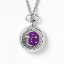 Art Deco Moon and Stars - Amethyst Lila & Silver