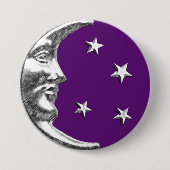 Art Deco Moon and Stars - Amethyst Lila & Silver Button (Vorderseite)