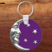 Art Deco Moon and Stars - Amethyst Lila & Silver Schlüsselanhänger (Vorderseite)