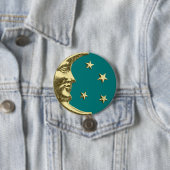 Art Deco Moon and Stars - Aquamarin und Gold Button (Beispiel)