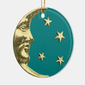 Art Deco Moon and Stars - Aquamarin und Gold Keramikornament (Links)