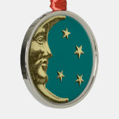 Art Deco Moon and Stars - Aquamarin und Gold Silbernes Ornament (Rechts)