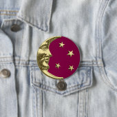 Art Deco Moon and Stars - Burgund und Gold Button (Beispiel)