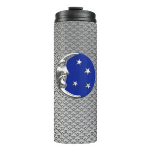 Art Deco Moon and Stars, Cobalt Blue and Silver Thermosbecher