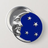 Art Deco Moon and Stars - Cobalt Blue und Silver Button (Vorne & Hinten)