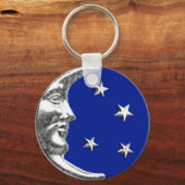 Art Deco Moon and Stars - Cobalt Blue und Silver Schlüsselanhänger (Vorderseite)