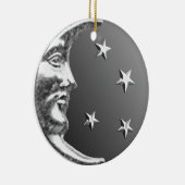 Art Deco Moon and Stars - Grau / Grau und Silber Keramik Ornament (Rechts)