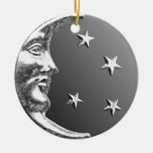 Art Deco Moon and Stars - Grau / Grau und Silber Keramik Ornament (Vorne)
