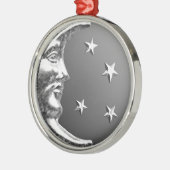 Art Deco Moon and Stars - Grau / Grau und Silber Ornament Aus Metall (Links)