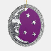 Art Deco Moon and Stars in Amethyst und Silver Keramik Ornament (Links)