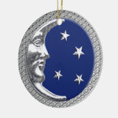 Art Deco Moon and Stars in Cobalt Blue und Silver Keramik Ornament (Links)