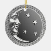 Art Deco Moon and Stars in Hematite und Silver Keramik Ornament (Vorne)