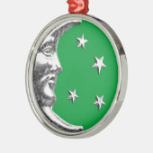 Art Deco Moon and Stars - Jade Green und Silver Ornament Aus Metall (Links)