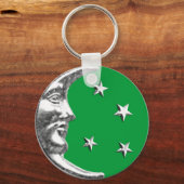 Art Deco Moon and Stars - Jade Green und Silver Schlüsselanhänger (Vorderseite)