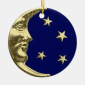 Art Deco Moon and Stars - Navy Blue und Gold Keramik Ornament (Vorne)