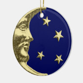 Art Deco Moon and Stars - Navy Blue und Gold Keramik Ornament (Links)