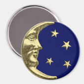 Art Deco Moon and Stars - Navy Blue und Gold Magnet (Vorderseite/Rückseite)