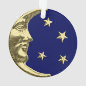 Art Deco Moon and Stars - Navy Blue und Gold Ornament (Rückseite)