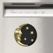 Art Deco Moon and Stars - Schwarz und Gold Magnet (In Situ (Geschirrspüler))