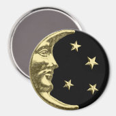Art Deco Moon and Stars - Schwarz und Gold Magnet (Vorderseite/Rückseite)