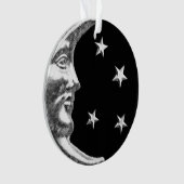 Art Deco Moon and Stars - Schwarz und Silber Ornament (Vorderseite)
