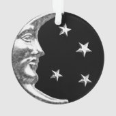 Art Deco Moon and Stars - Schwarz und Silber Ornament (Rückseite)