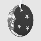Art Deco Moon and Stars - Schwarz und Silber Ornament (Vorderseite)