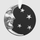 Art Deco Moon and Stars - Schwarz und Silber Ornament (Vorderseite)