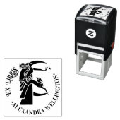 Art Deco Moon Goddess Dog Star Ex Libris Buchname Permastempel (Beispiel)